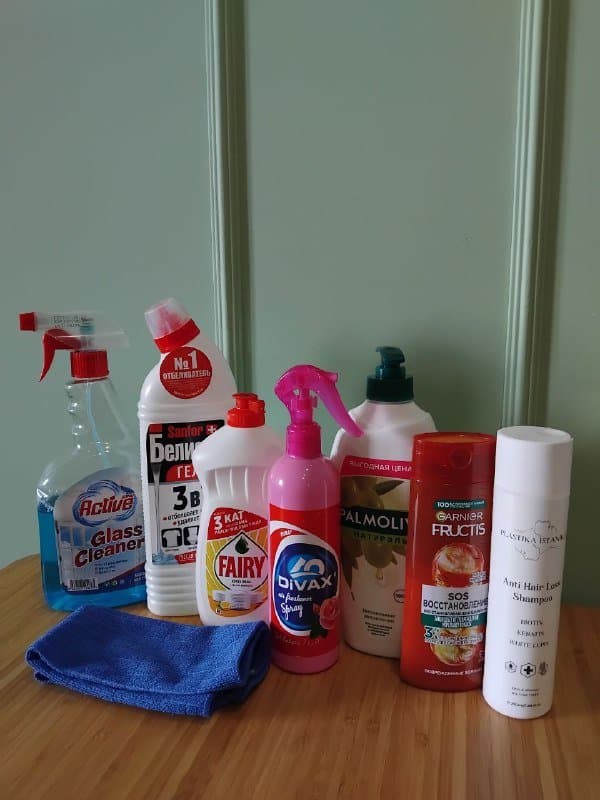 Жидкость для чистки, средство для сантехники, для посуды, освежитель, гель для душа, шампунь, салфетка