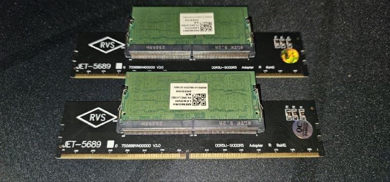 адаптер DDR5 SODIMM - DIM для установки ноутбучной памяти в ПК