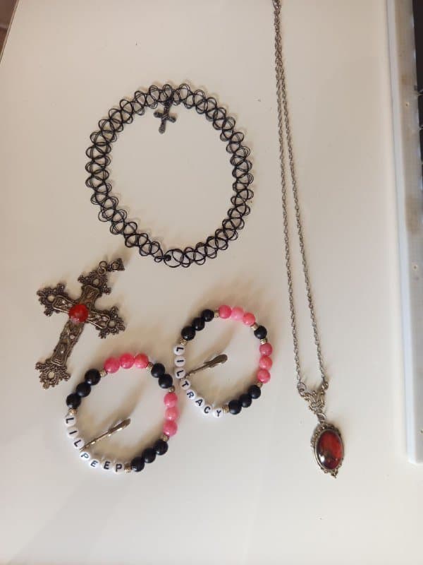 кулон, чокер, крест, парные браслеты Lil Peep и Lil Tracy